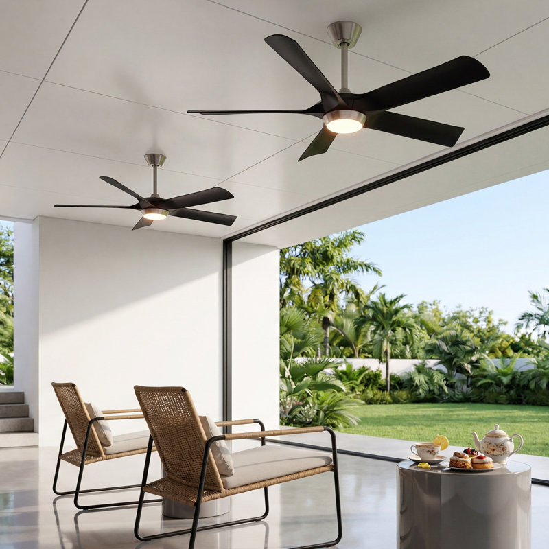 52" Modern Dimmable Ceiling Fan With Light And 6-Speed Remote Control, Reversible Dc Motor