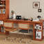 Bureau d'écriture rectangulaire à 3 tiroirs en bois massif brun rougeâtre-1698408616