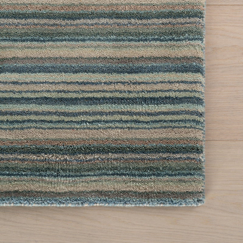 Brindle Stripe Hand Loom Knotted Wool Rug, Rectangle 6' x 9'