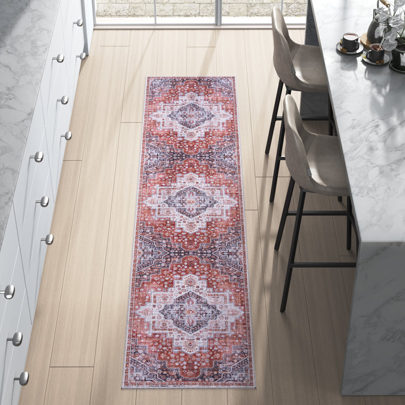 Hallel Performance Machine Washable Oriental Rug, Runner 2' x 9'