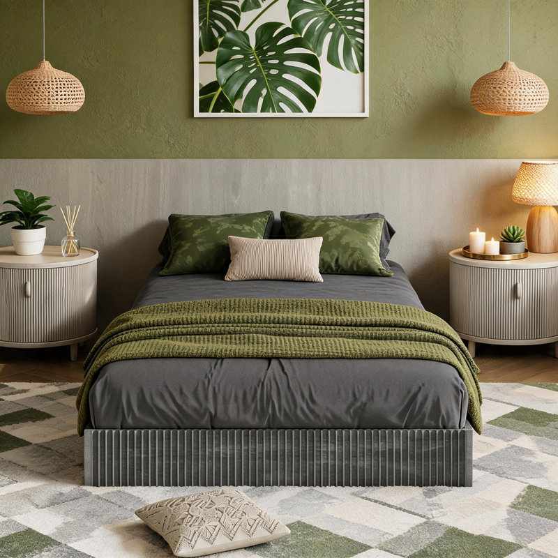 Bed Frames with Fluted Design, Queen, Black