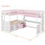 Lit superposé en L pour 3 personnes avec bureau intégré, ports USB, lampe DEL, étagères, garde-robe et tiroirs, rose-1870627674