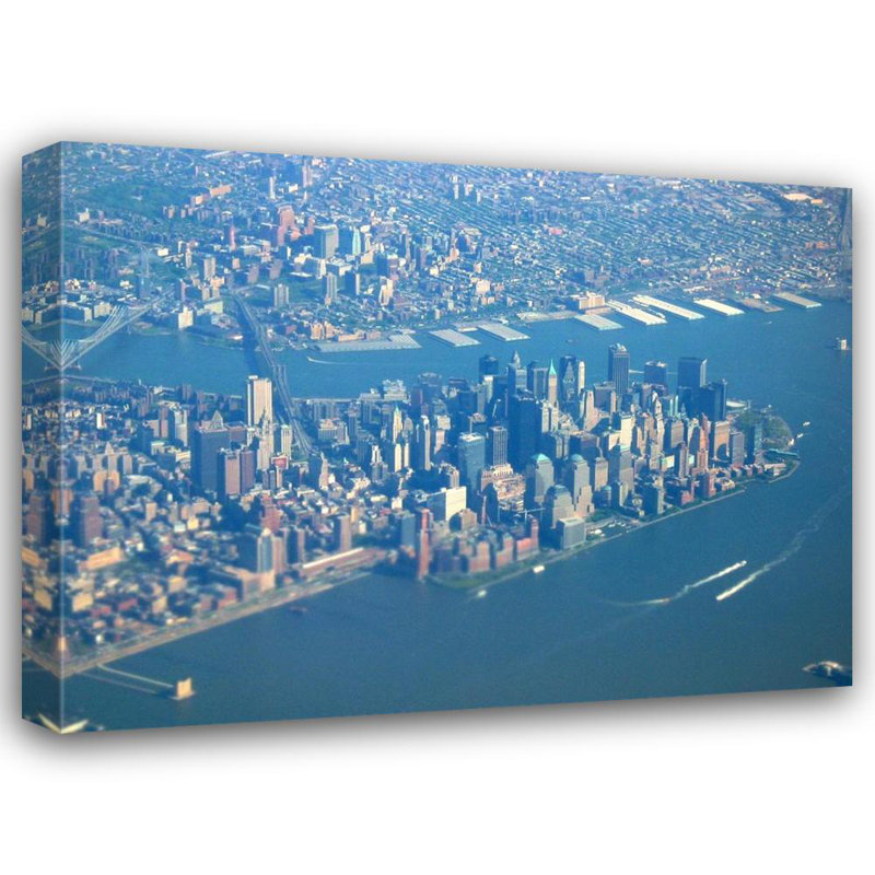 Vue aérienne de New York, H 18 po x l 24 po