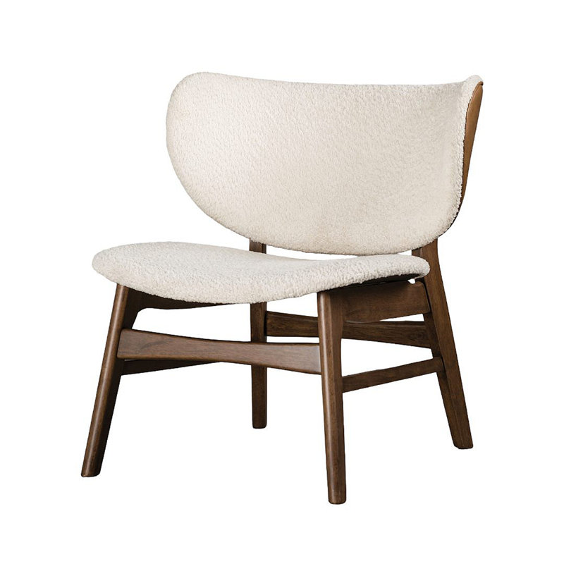 Mid-Century Modern Wingback Chair With Side Table Solid Wood Structure