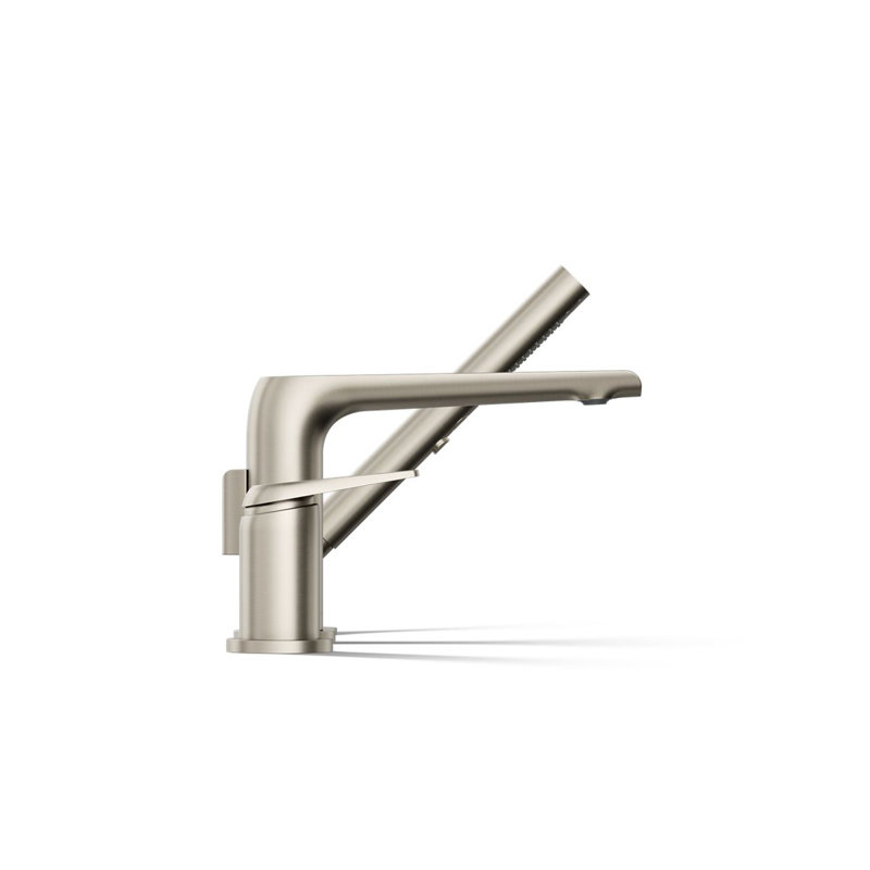 Avid Deck-Mount Bath Faucet With Handshower, Vibrant Brushed Nickel