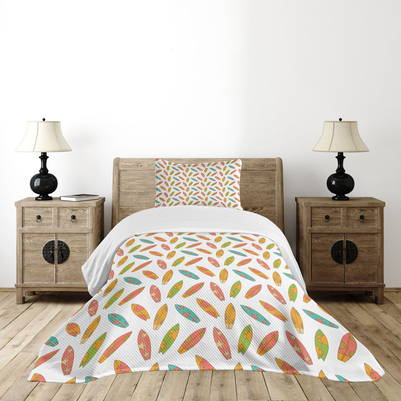 White Twin Kids Unisex Quilted Bedspread Set