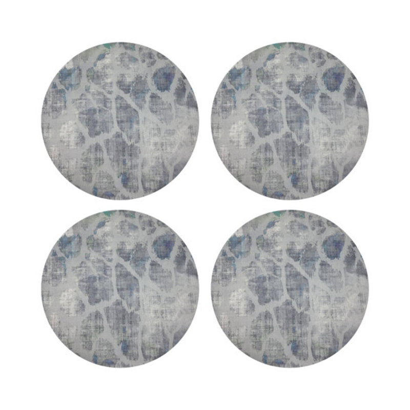 Giraffe Holiday Vegan Leather Round Coasters, Opulence