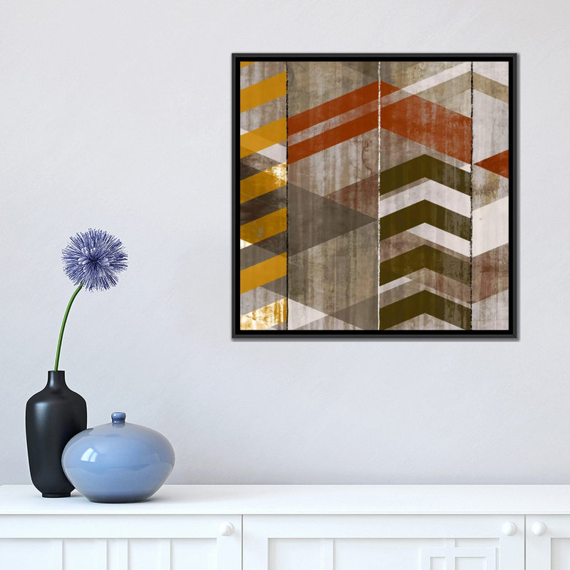 «Chevron Serenade II», impression sur toile, H 18 po x l 18 po x P 1,5 po, Toile encadrée noire, Pas de tapis