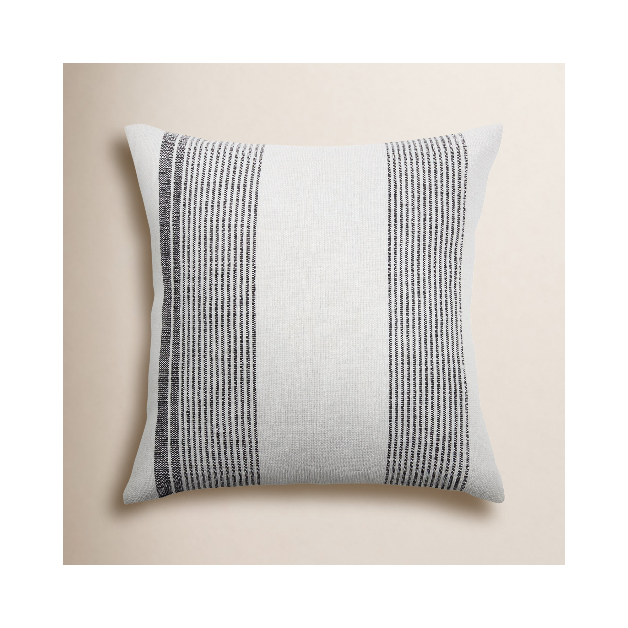 Hoya Striped PET Yarn Indoor/Outdoor Throw Pillow, Cream/Black, Pillow Cover Only - No Insert