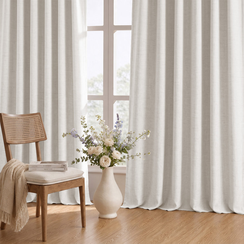 Paire de rideaux occultant et texturé 100% lin 50 po (ensemble de 2), L 50 po x L 84 po, Beige