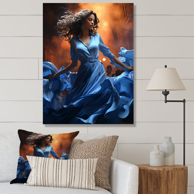 «Leada Cuban Woman Rhythms Blue», reproduction sur toile