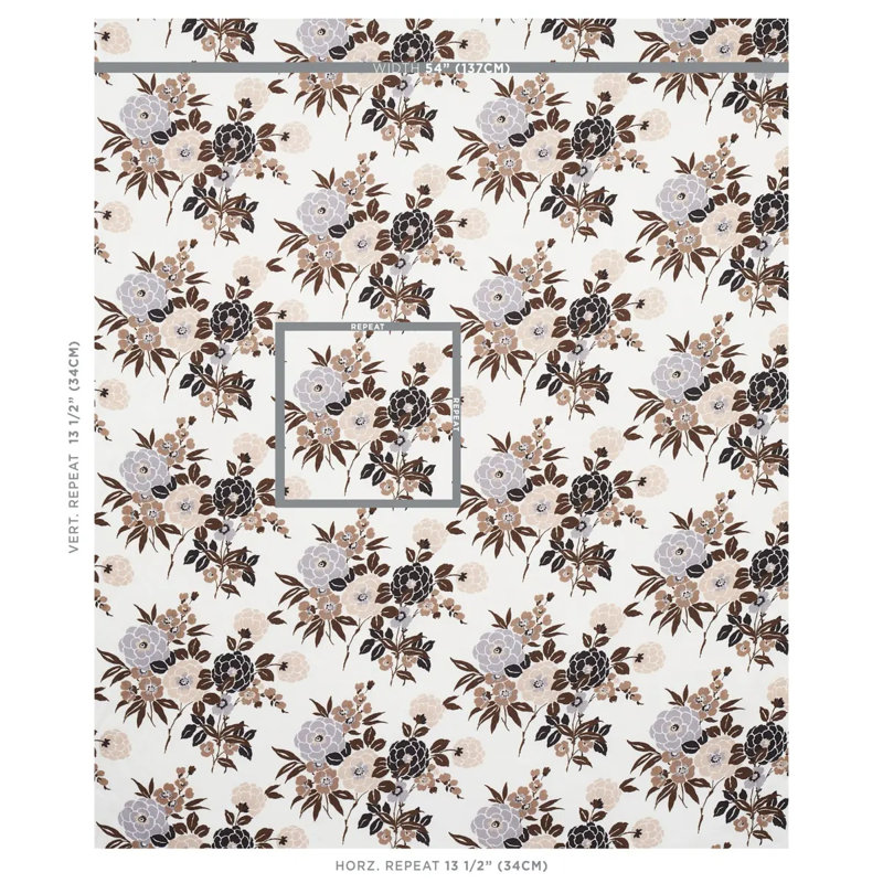 Valentina Floral Fabric, Brown