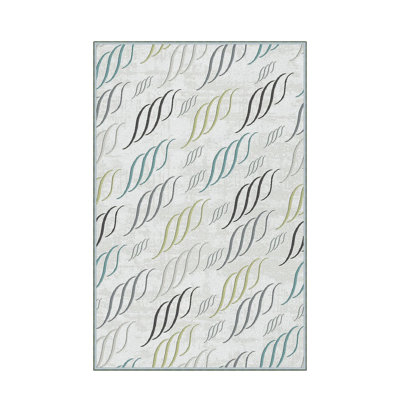 Stylish Woven Carpet, 4 x 6 Feet, 100% Polyester | Antibacterial, 3D Digital Printing, Non-Slip PVC Felt Dot Underside | Machine Washable, 0.4 in Pile Height, Perfect for Living Room & Bedroom Decor