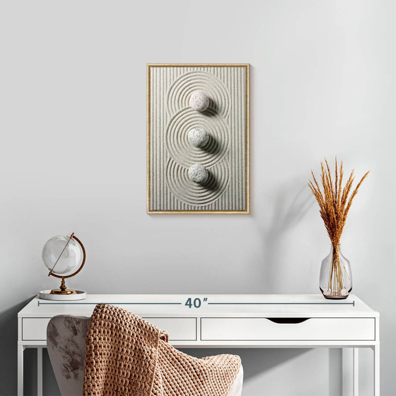 Trois pierres zen, Floating Frame Natural Wood, 13 po x 19 po