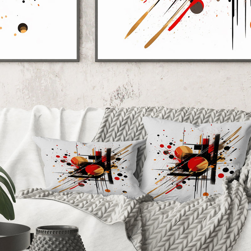 Red and Black Abstract Symphony II - Coussin décoratif à imprimé abstrait