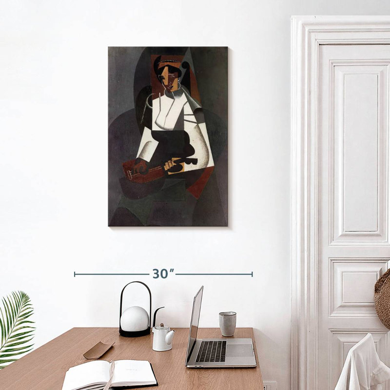 Femme à la mandoline, H 30 po x l 20 po