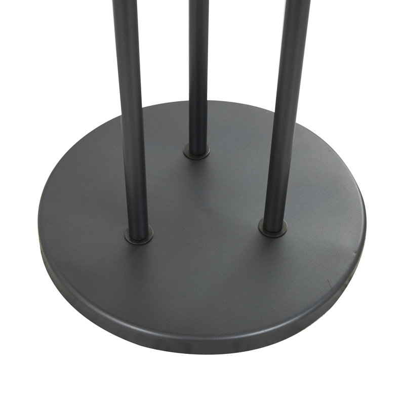 Metal Tall Floor Black Hurricane Lamp with 3 Posts and Round Base