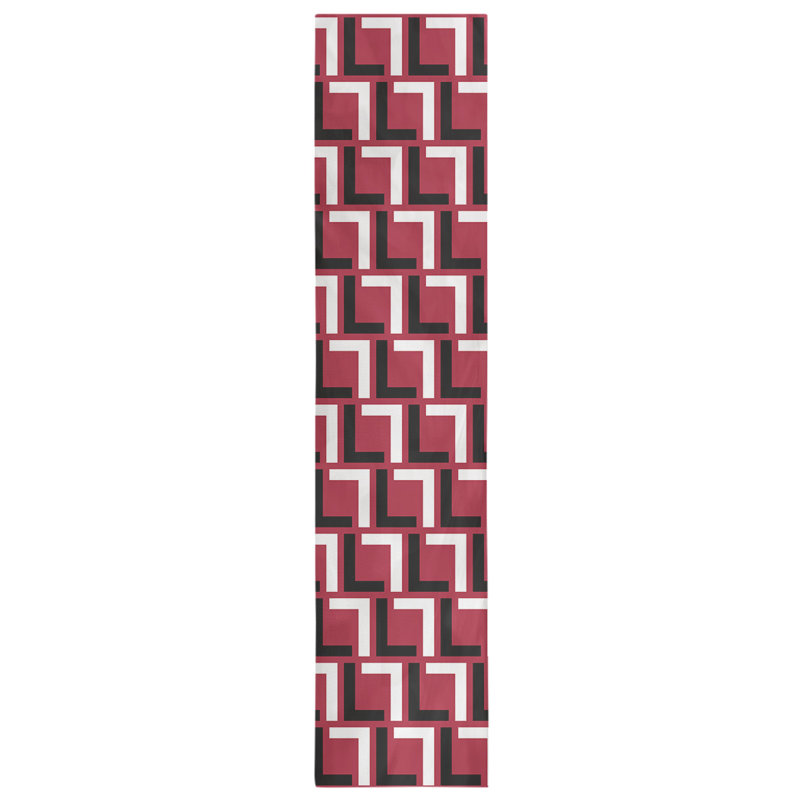 Chemin de table Carolina, 72 po x 16 po, polyester, Rouge / Noir / Blanc
