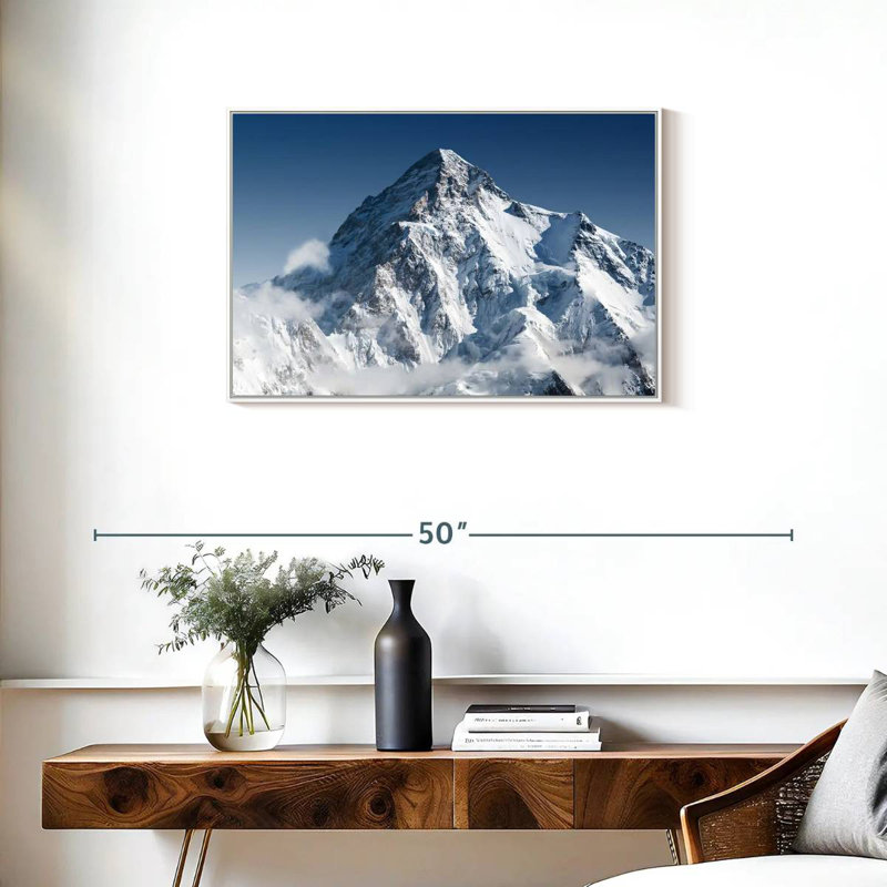La montagne K2 au Pakistan, Cadre flottant blanc, 31 po x 21 po
