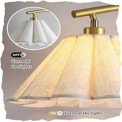 Lampe sur pied avec abat-jour en lin plissé, lampe sur pied à fleurs moderne pour le salon, lampe sur pied en arc, haute lampe dorée pour la salle à manger du bureau de la chambre à coucher, ampoule incluse (couleur or et lin, 66,1 po)