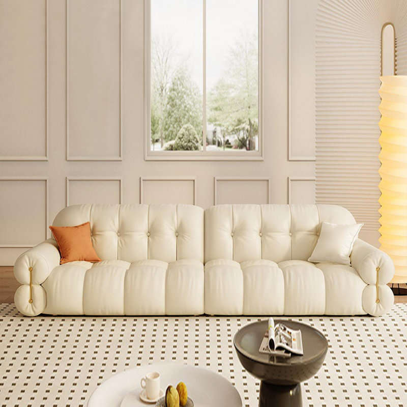 Coussin beige modulaire en similicuir, H 33,07 po x l 98,43 po x P 39,37 po