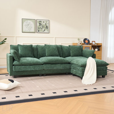 Canapé polyvalent 3 places avec repose-pieds avec rangement, canapé modulaire en L pour les pièces compactes et les espaces de vie modernes