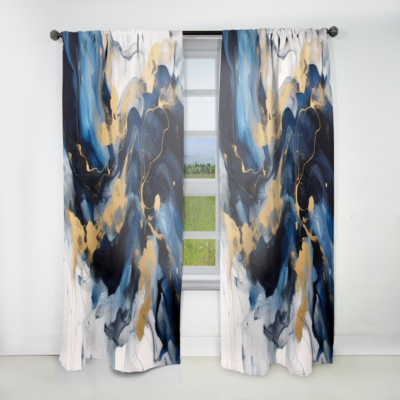 Rideau moderne foncé foncé et doré - rideau obscurcissant en velours - 1 panneau, L 52 po x L 63 po