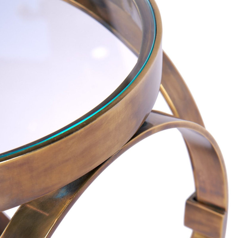 Stephen Glass End Table, Antique Brass