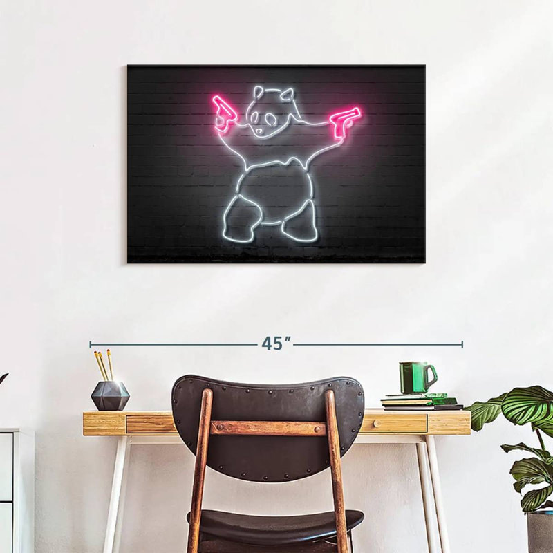 Brampt Panda Pink Guns, 24" H x 36" W