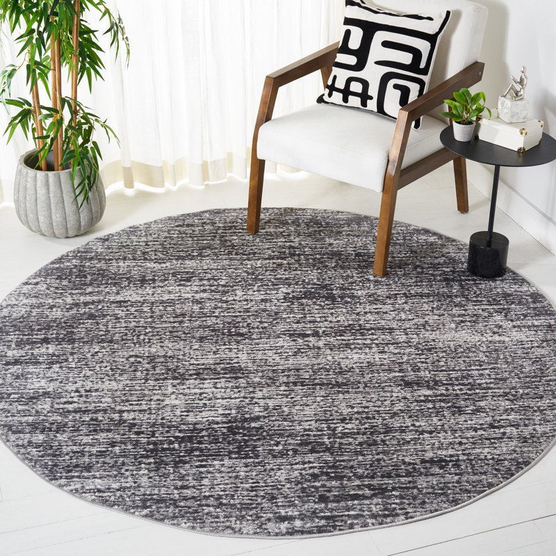 Tapis gris / gris foncé Scoria 144, Rond 6 pi 7 po