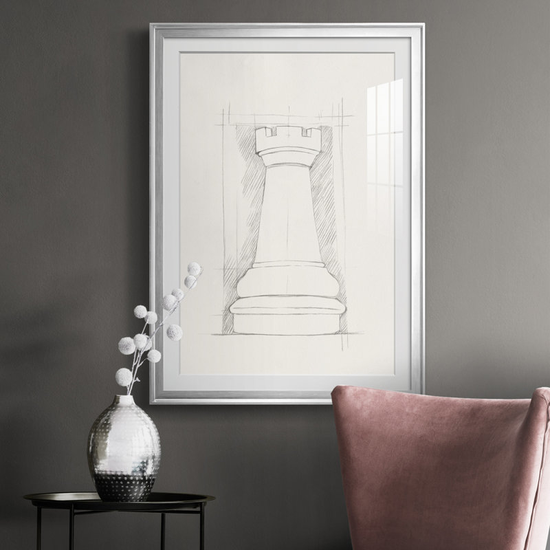 Jeu d'échecs - croquis IV, H 24,5 po x l 18,5 po x P 1 po, Argent