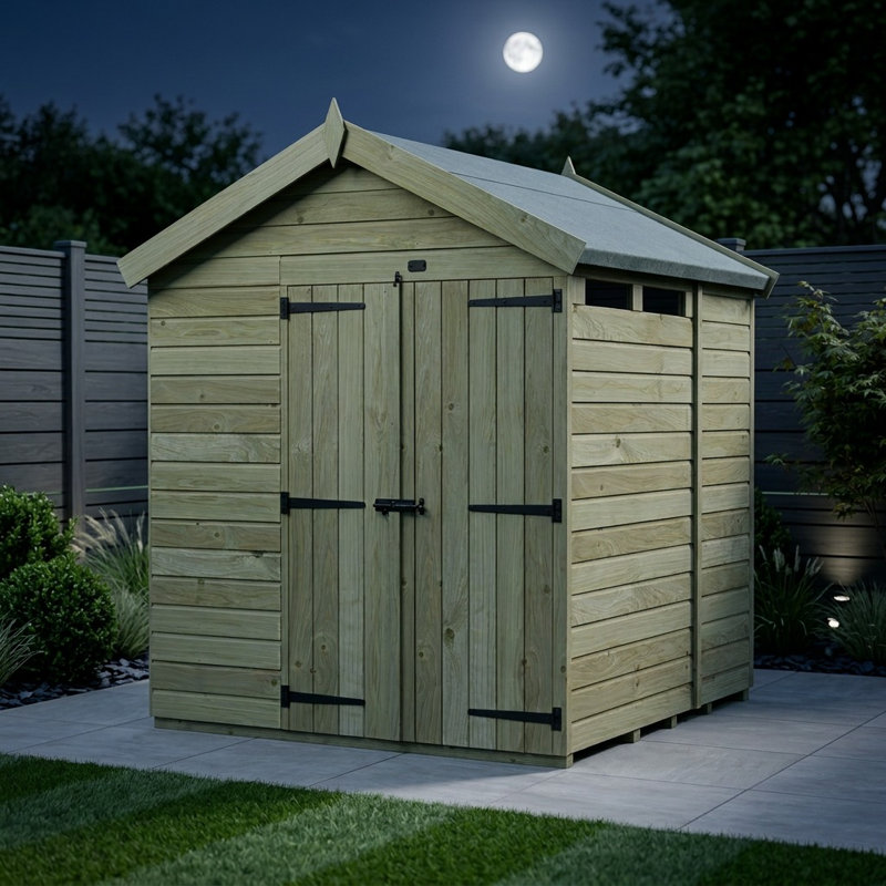 Total Sheds 6ft x 7ft Security Apex Shed - Heavy-Duty Hasp Staple Anti-Tamper - Pressure Treated Timber - UK Manufactured