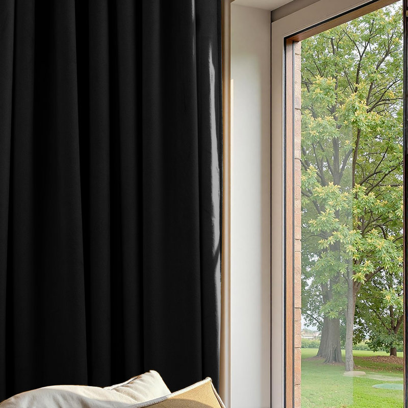 Luxury Crushed Velvet Eyelet sheer Curtain, 116.84cm Width x 137.16cm Drop, Black