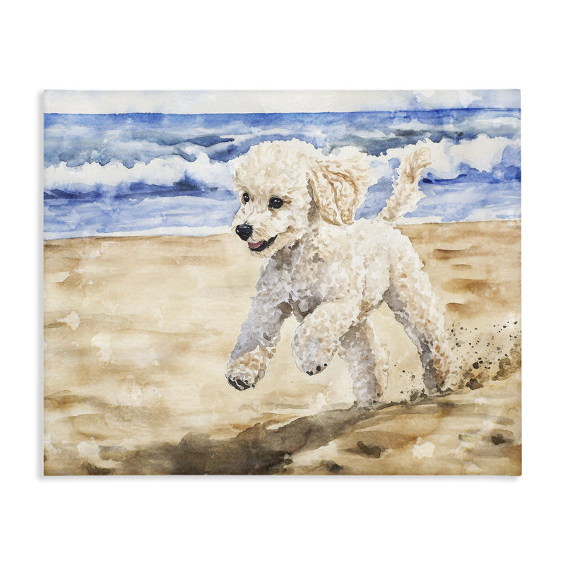 «Poodle's Journey on Beach», conception par Svetlana Aleynikova, H 30 po x l 40 po