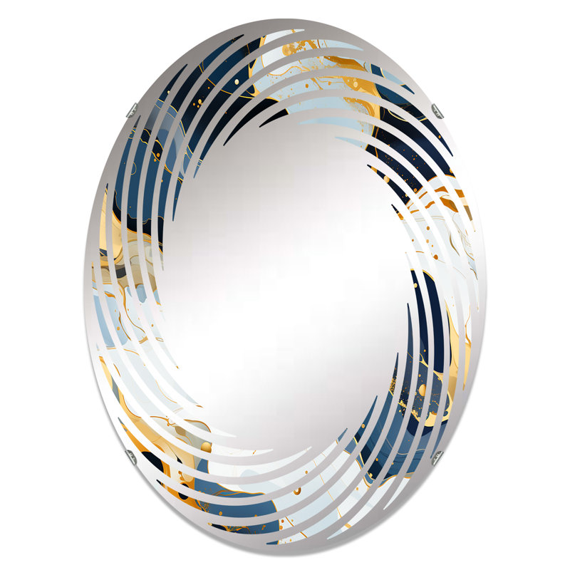 Élégance de marbre bleu et rouge - Miroir mural spirale ovale, L 20 po x H 30 po