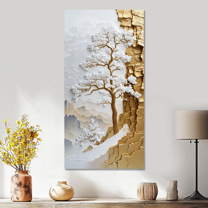 Or blanc, genévrier, coucher de soleil, arbre I, impression sur toile encadrée Nature, H 20 po x l 12 po, Wrapped Canvas
