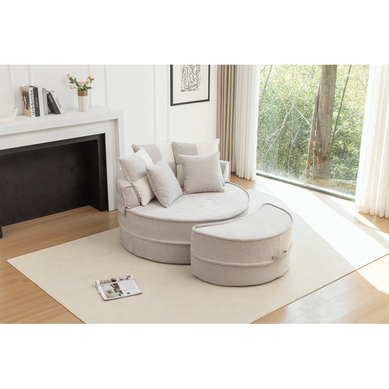 Fauteuil demi-tonneau d'appoint surdimensionné, Gris