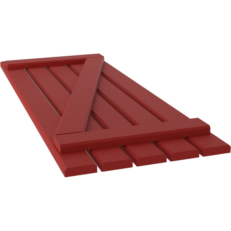 Volets de planche-n-lattes avec barre en Z (par paire) Americraft (2 lattes), Rouge feu, 19 1/2", 32"