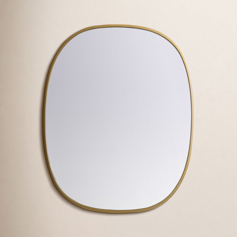 Sabine Metal Curved Oval Wall Mirror, Brass, 30" x 24"
