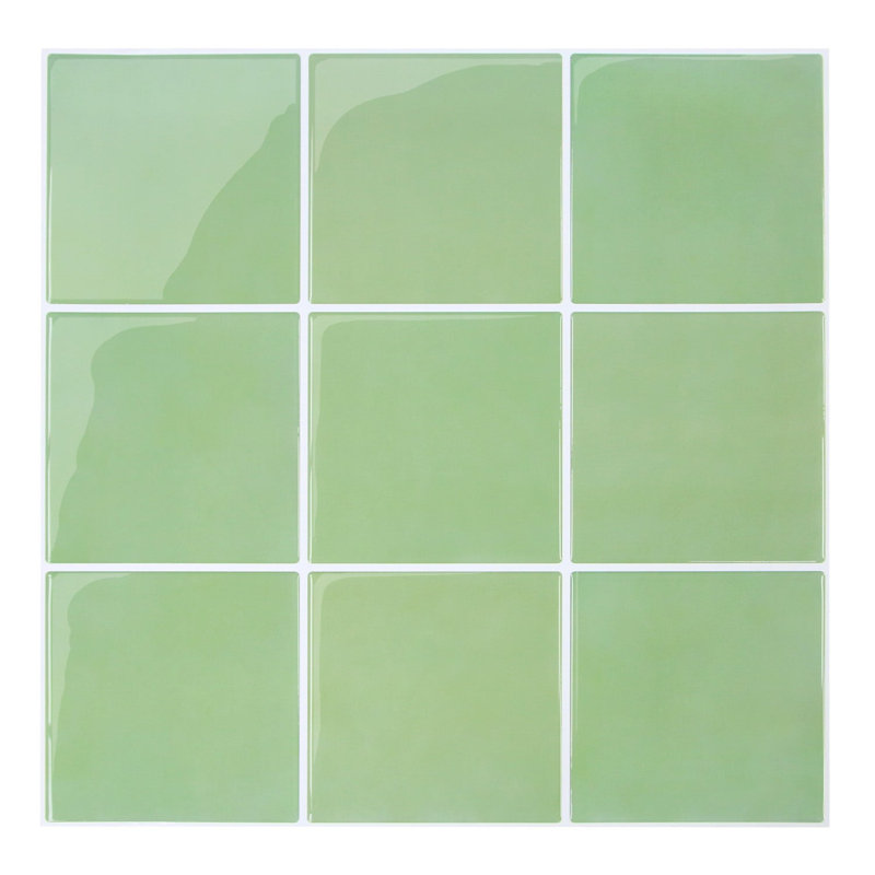 10-Pack Square Peel and Stick Backsplash Tiles – 12"x12" Thicker 3D Design, Sage Green