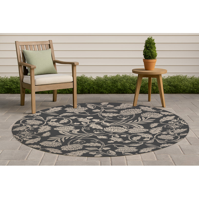 Autumn Vines Non Slip Outdoor Rug, Round 5'