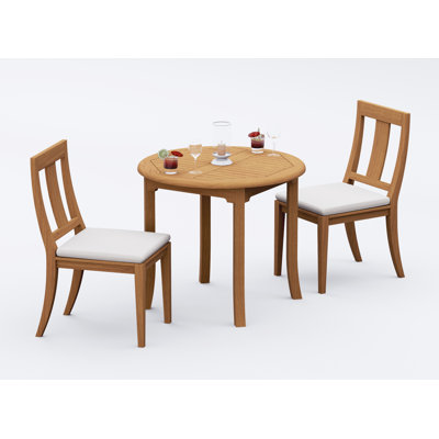 3 Pcs Grade-A Teak Wood Dining Set: 36" Round Table And 2 Osborne Armless Chairs #11OS0700
