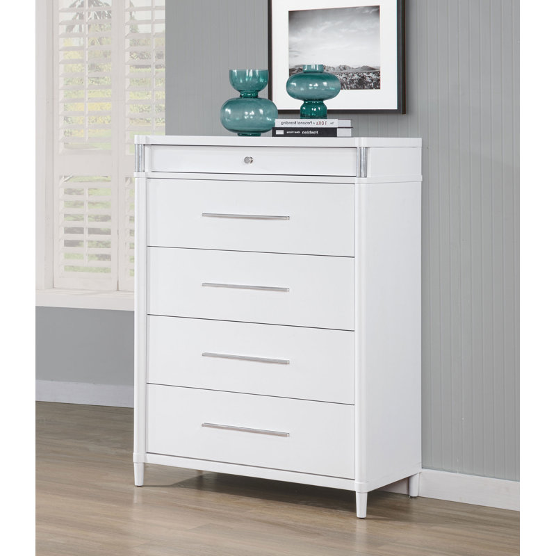 Commode contemporaine de 38,4 po de largeur, blanc