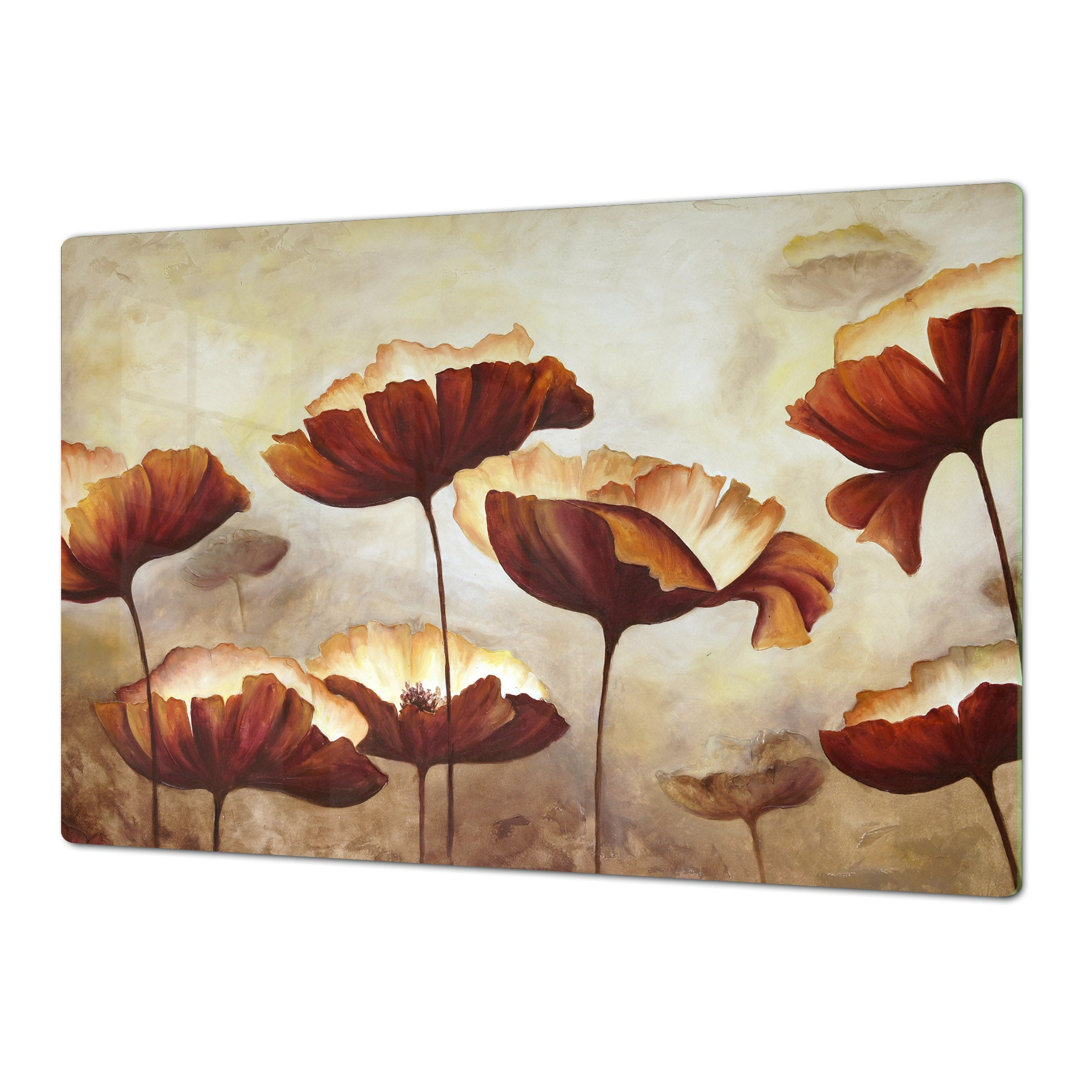 Cooktop Protector Gas & Electric Stove Cover - Rustic Poppies Festive Fit Home 