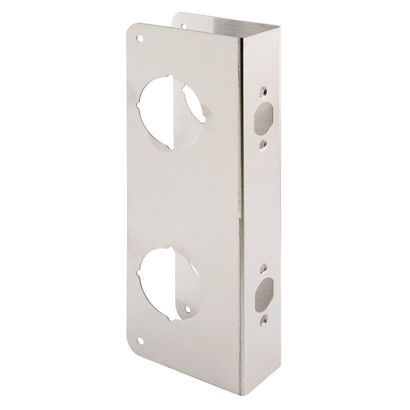 Serrure en laiton et plaque de renfort de porte pour 1-3 / 8 po Portes épaisses, finition laiton (paquet simple)