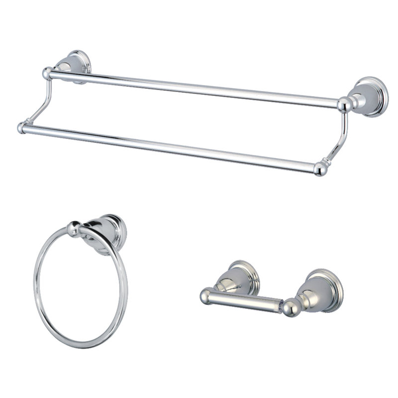 Ensemble de quincaillerie de salle de bain 3 pièces Kingston Brass Heritage, Chrome poli