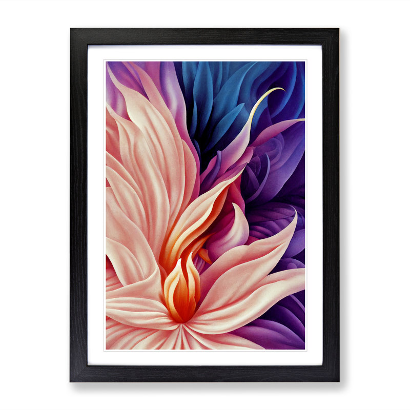 XV1022-292X Abstract Flower No.6 - Single Picture Frame Print, Black, 64cm H x 46cm W x 2cm D