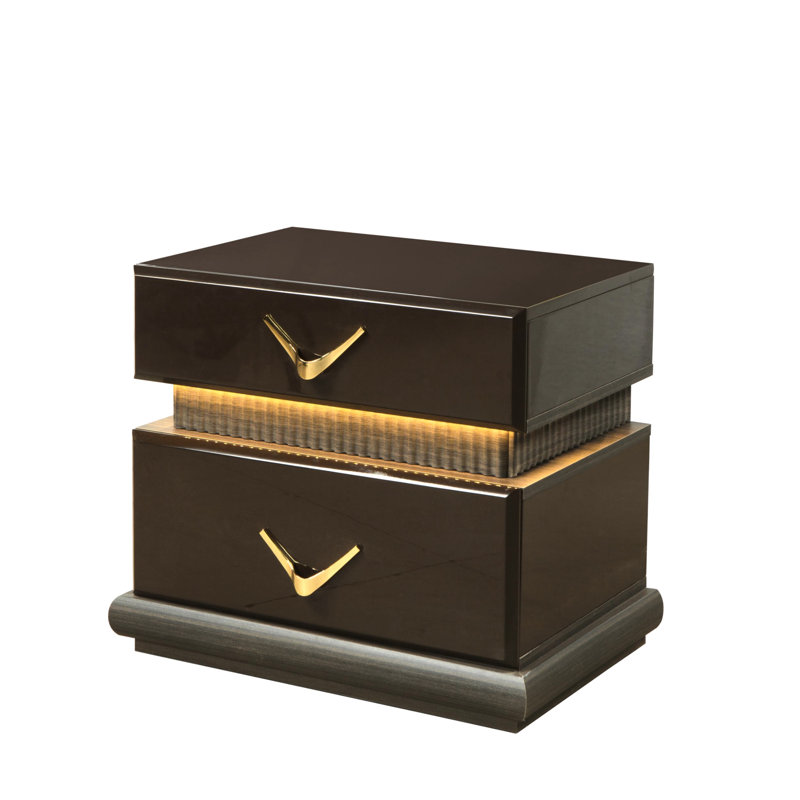 2 tables de chevet brunes avec une table de chevet élégante