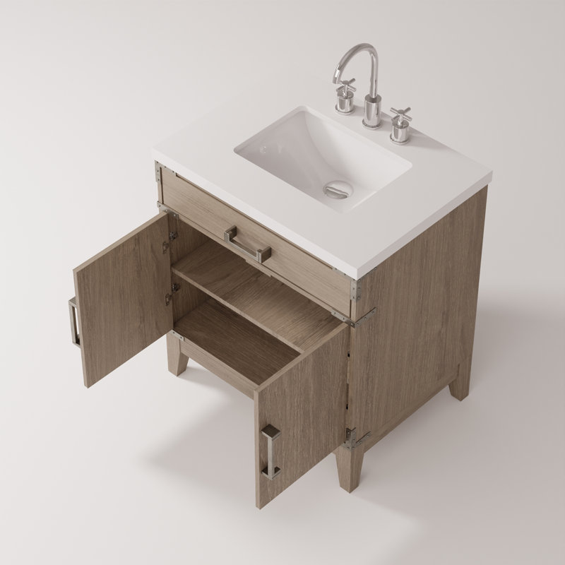 Ensemble de meuble-lavabo simple avec plateau en marbre de culture et robinet