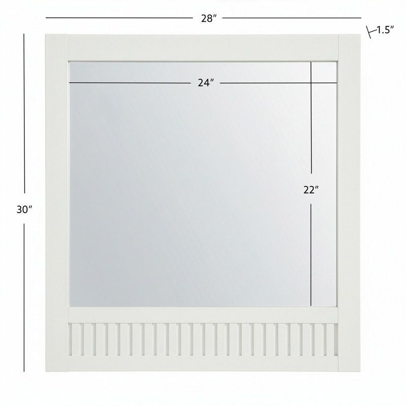 Miroir de salle de bain, 30 po x 28 po, Blanc